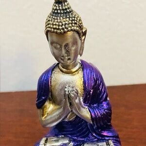 Thai Buddha-meditation pose-incense burner-candle holder-gold tone-Feng shui